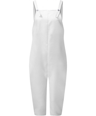 Womens Overalls Womens Casual Overalls Baggy Wide Leg Jumpsuits Bib Pants with Pockets Womens Rompers for Summer Z1 White $3....