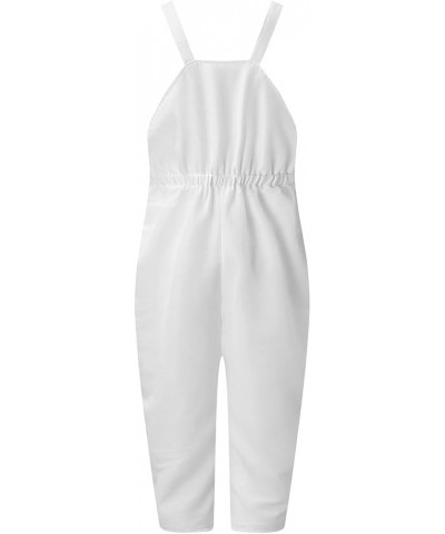 Womens Overalls Womens Casual Overalls Baggy Wide Leg Jumpsuits Bib Pants with Pockets Womens Rompers for Summer Z1 White $3....