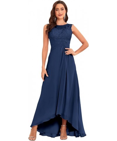 Tea Length Mother of The Bride Dresses for Wedding Lace Appliques Formal Dresses Evening Gowns Navy Blue $49.39 Dresses