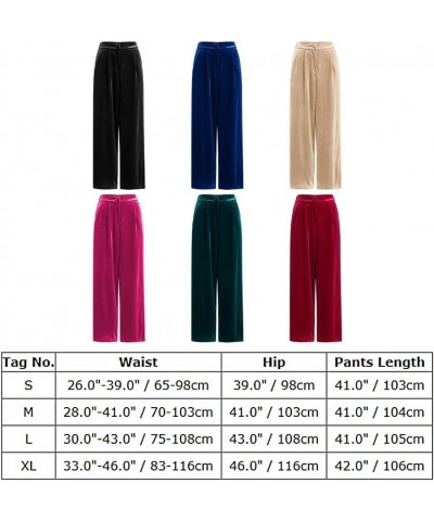 Velvet Pants for Women High Waist Loose Wide Leg Pants Casual Office Velour Long Trousers with Pockets Dark Green $14.78 Pants