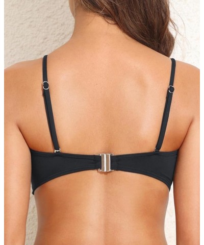 Women Twist Bandeau Bikini Top Strapless Swimsuit Top Only Black-1 $16.81 Swimsuits