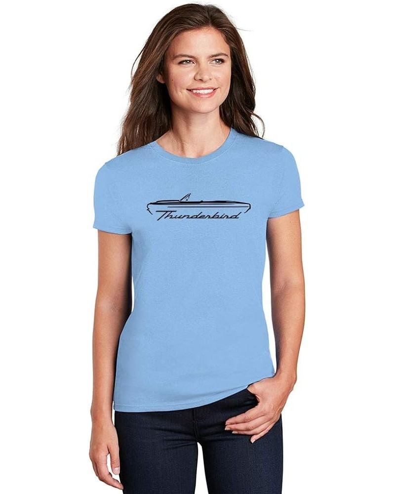 1964 1965 1966 Ford Thunderbird Convertible Classic Outline Design Ladies Cotton Tshirt Light Blue $10.25 T-Shirts