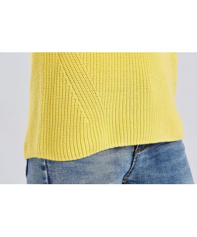 Women's 100% Cotton Turtleneck Pullover Chunky Sweater Yellow $23.76 Sweaters