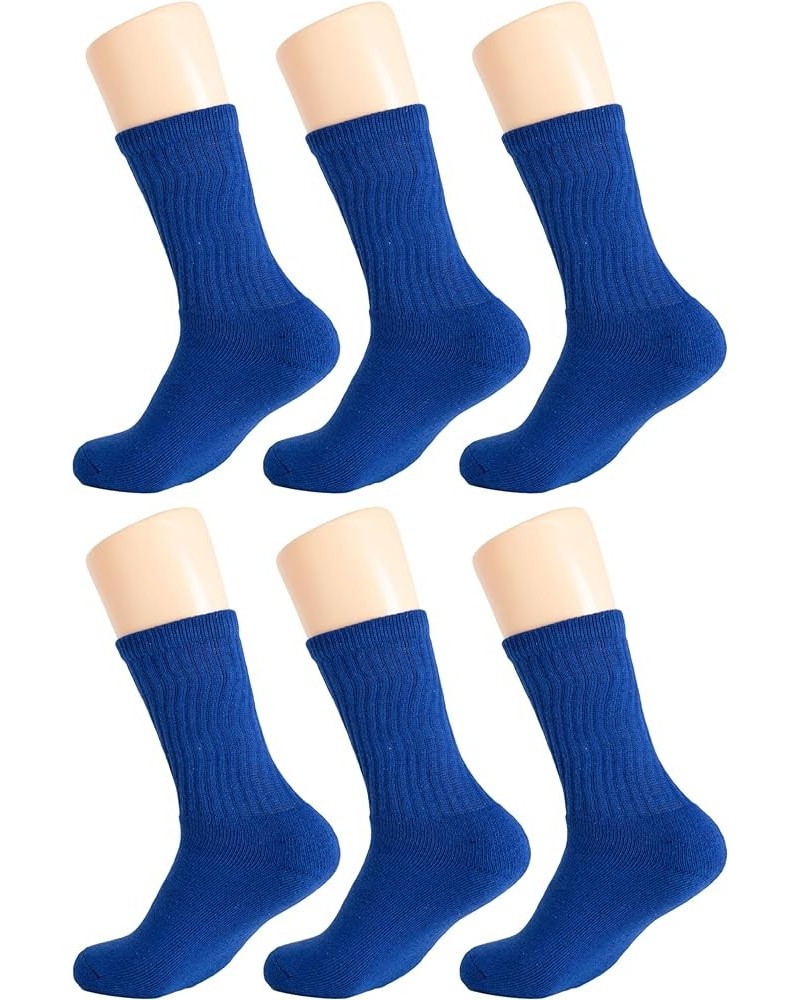 Solid Cotton Cushion Crew Socks for Women and Men Parliament Blue, 6 Pairs $8.27 Activewear