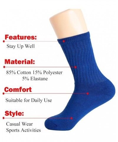 Solid Cotton Cushion Crew Socks for Women and Men Parliament Blue, 6 Pairs $8.27 Activewear