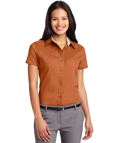 Ladies Short Sleeve Easy Care Shirt. L508 Texas Orange/Light Stone $9.69 Blouses