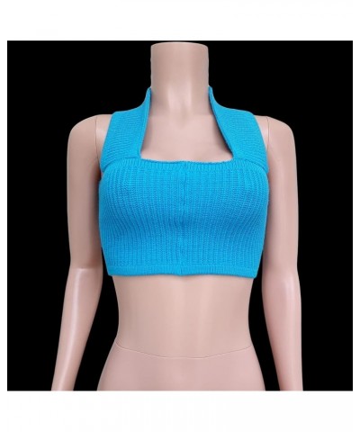 Strapless Crop Top for Women Twist Front Hollow Knitted Tube Top Sleeveless Bandeau Bustier Tops Aesthetic Clothes Blue $11.3...