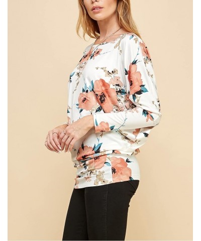 Women' s Flowy and Comfort Draped Long Sleeve Batwing Dolman top S-3XL Plus Size Wt826_white_floral $11.14 T-Shirts