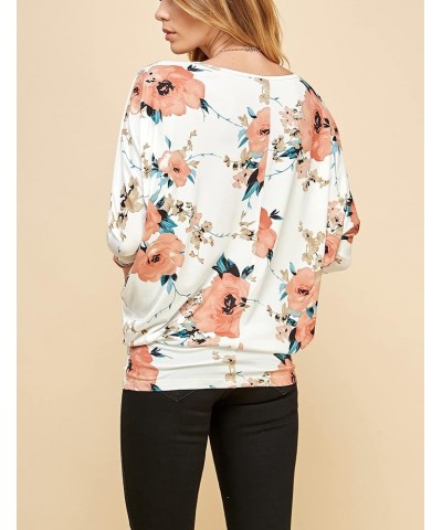 Women' s Flowy and Comfort Draped Long Sleeve Batwing Dolman top S-3XL Plus Size Wt826_white_floral $11.14 T-Shirts