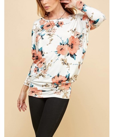 Women' s Flowy and Comfort Draped Long Sleeve Batwing Dolman top S-3XL Plus Size Wt826_white_floral $11.14 T-Shirts