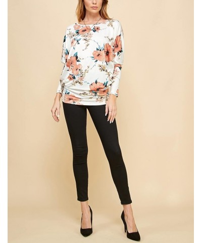 Women' s Flowy and Comfort Draped Long Sleeve Batwing Dolman top S-3XL Plus Size Wt826_white_floral $11.14 T-Shirts