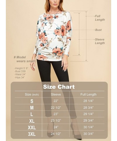 Women' s Flowy and Comfort Draped Long Sleeve Batwing Dolman top S-3XL Plus Size Wt826_white_floral $11.14 T-Shirts