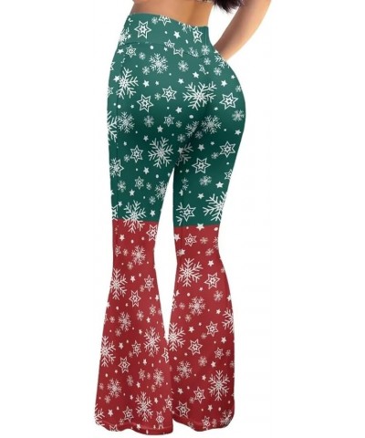 Women's Flare Yoga Pants Wide Leg High Waisted Casual Athletic Pants Workout Gym Pants Snowflake Stars Red Green $18.59 Activ...