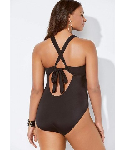 Women's Plus Size Lace Up One Piece Swimsuit Very Fuchsia $31.14 Swimsuits