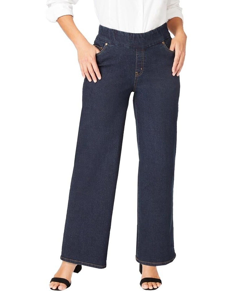 Women's Plus Size Comfort Waist Wide Leg Jean Indigo $30.55 Jeans