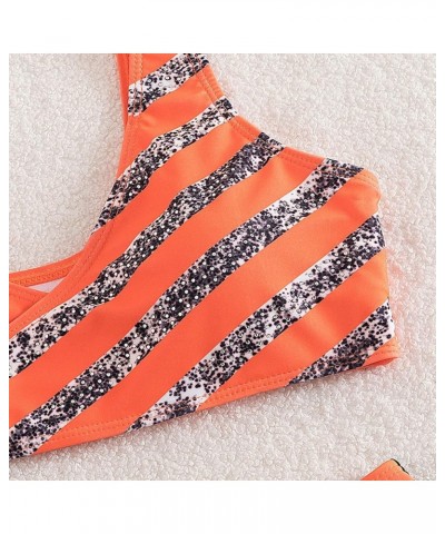 High Waisted Bikini Sets for Women 2 Piece Tankini Tops Swimwear Tankini Tops Push Up with Bikini Bottoms B-orange $10.89 Swi...