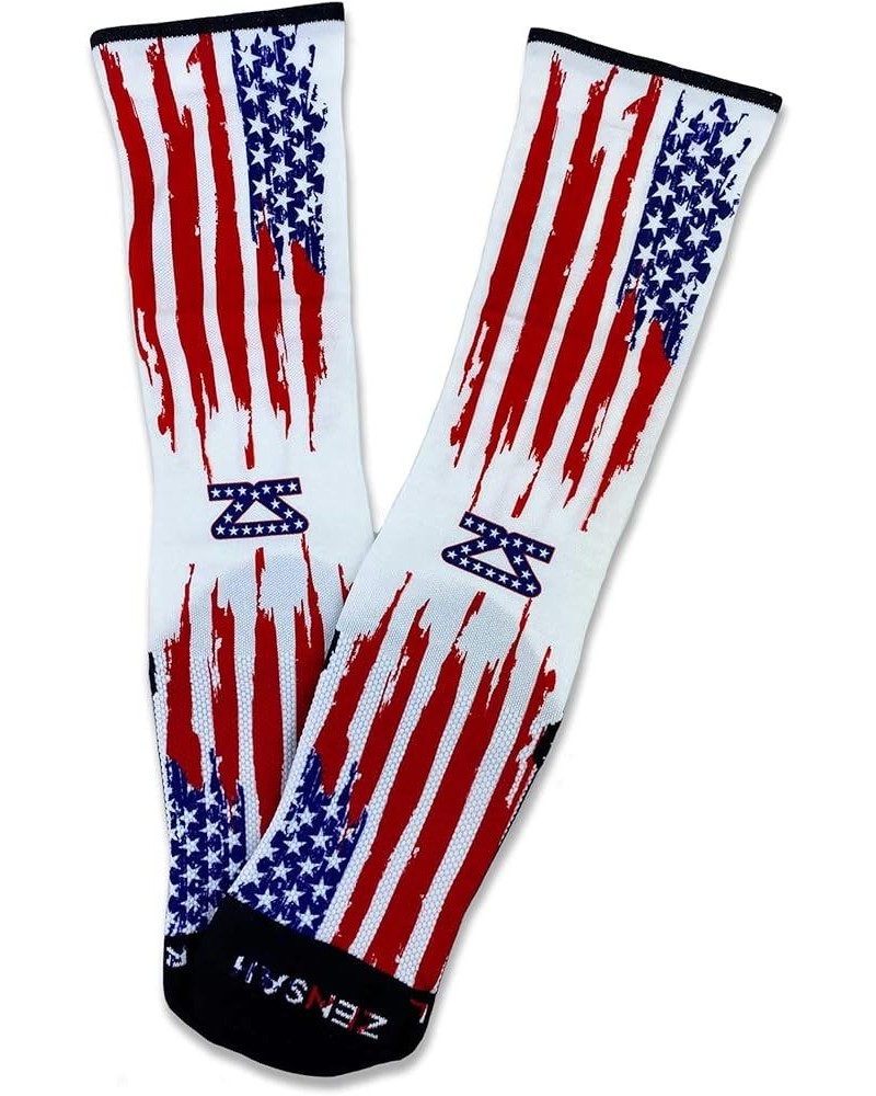 Anti-Blister Knee High Running Compression Socks for Men & Women Rugged Usa Flag $23.00 Socks