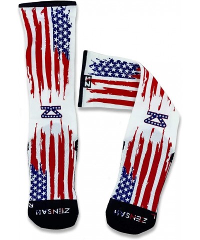 Anti-Blister Knee High Running Compression Socks for Men & Women Rugged Usa Flag $23.00 Socks