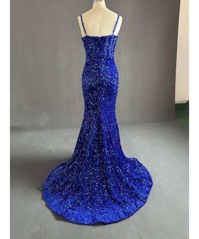 Sequin Mermaid Prom Dresses for Women 2024 Spaghetti Straps Sparkly Evening Formal Gown Blush Pink $33.14 Dresses