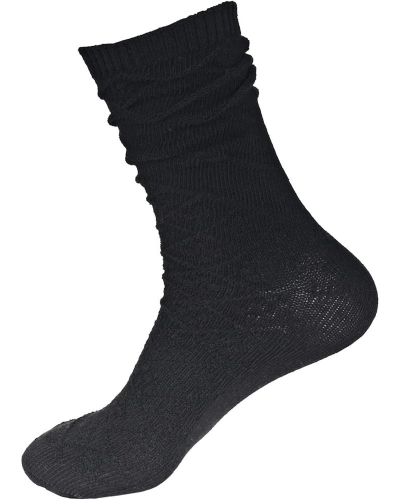 Soft Warm Crew Boot Slouch Socks for Women, Ladies and Girls, Vintage Cabin Tube Socks Pattern Design Black $11.19 Activewear