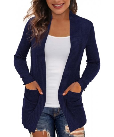 Women's Cardigans with Pockets Casual Lightweight Open Front Cardigan Sweaters for Women (S-2XL) Navy Blue $17.48 Sweaters