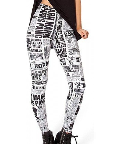 Women's High Waist Pure Color Digital Printted Ankle Elastic Tights Legging Daily Newspaper $7.84 Leggings