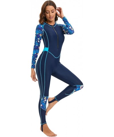 Women's One Piece Zipper Rash Guard Swimsuit Long Sleeve Full Body Sun Protection Bathing Suit Print03 $31.89 Swimsuits