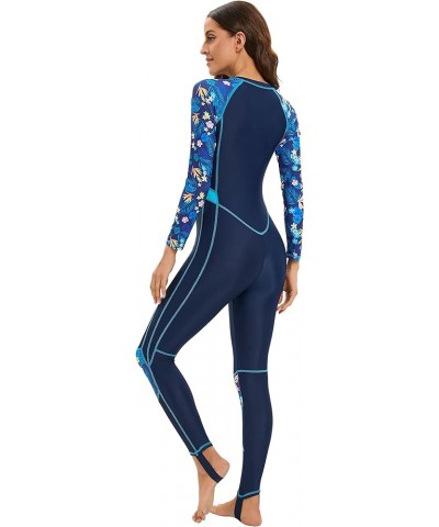 Women's One Piece Zipper Rash Guard Swimsuit Long Sleeve Full Body Sun Protection Bathing Suit Print03 $31.89 Swimsuits