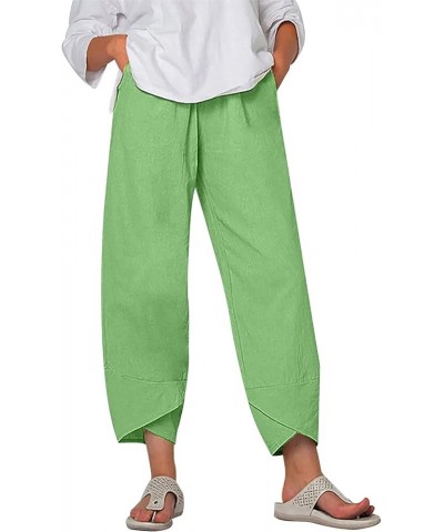 Pants for Women Trendy Women's Linen Pants Plus Size Loose Palazzo Plus Size Pants Cotton Beach Linen Pants Z4-green $9.62 Pants