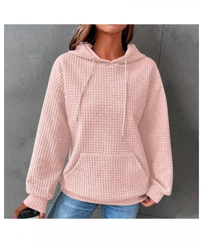 Fall Sweatshirts for Women Casual Long Sleeve Lightweight Cable Knit Oversized Hoodie Drawstring Pullover Tops C-pink $9.46 H...