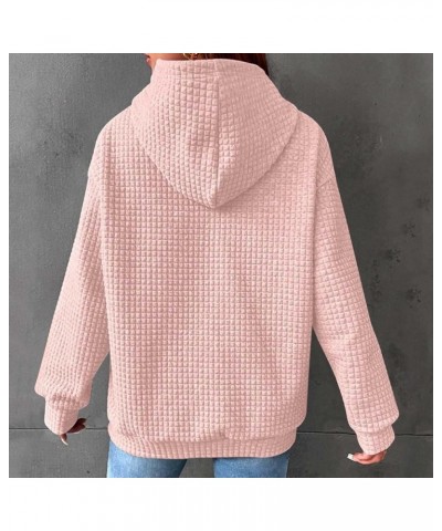 Fall Sweatshirts for Women Casual Long Sleeve Lightweight Cable Knit Oversized Hoodie Drawstring Pullover Tops C-pink $9.46 H...