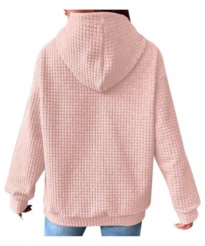 Fall Sweatshirts for Women Casual Long Sleeve Lightweight Cable Knit Oversized Hoodie Drawstring Pullover Tops C-pink $9.46 H...