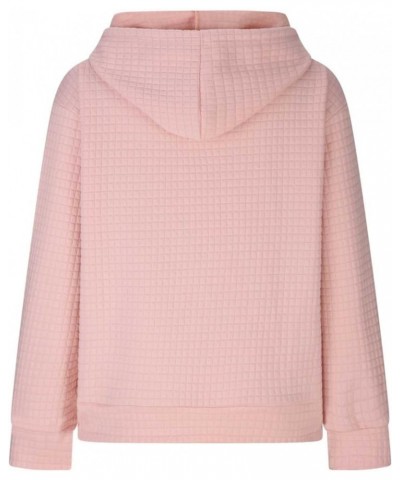 Fall Sweatshirts for Women Casual Long Sleeve Lightweight Cable Knit Oversized Hoodie Drawstring Pullover Tops C-pink $9.46 H...