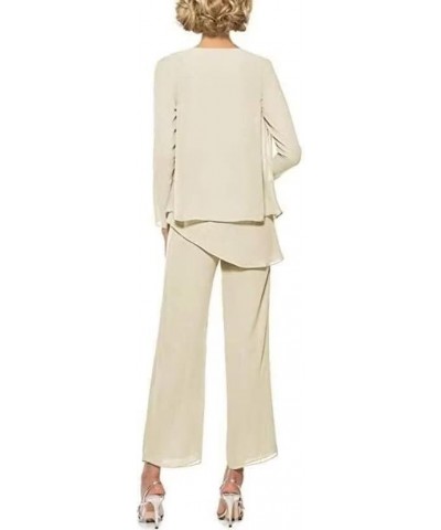 Chiffon Mother of The Bride Pant Suits for Wedding 3 Pieces Wedding Pant Suits Champagne Formal Evening Gowns US10 $31.91 Suits