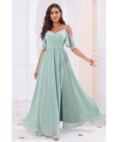 Off The Shoulder Chiffon Bridesmaid Dress with Split A Line Pleats Bridesmaid Dress Long for Women RS047 Taupe $32.47 Dresses