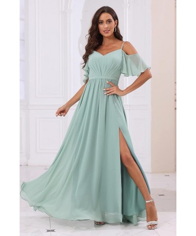 Off The Shoulder Chiffon Bridesmaid Dress with Split A Line Pleats Bridesmaid Dress Long for Women RS047 Taupe $32.47 Dresses