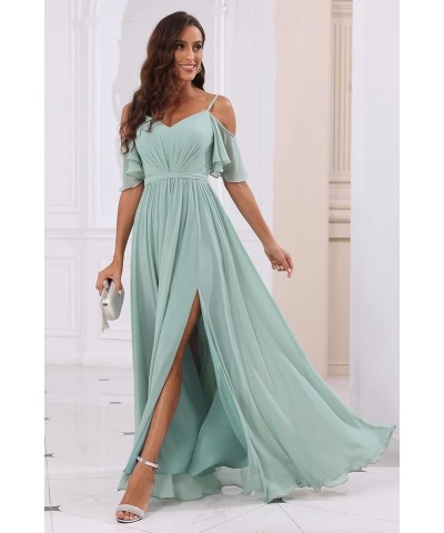 Off The Shoulder Chiffon Bridesmaid Dress with Split A Line Pleats Bridesmaid Dress Long for Women RS047 Taupe $32.47 Dresses