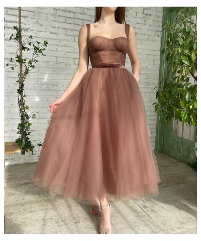 Women's Sweetheart Neck Prom Dresses Spaghetti Strap Tulle Short Formal Evening Party Gowns Tea-Length Mint Green $28.06 Dresses