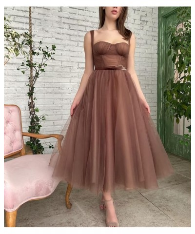 Women's Sweetheart Neck Prom Dresses Spaghetti Strap Tulle Short Formal Evening Party Gowns Tea-Length Mint Green $28.06 Dresses