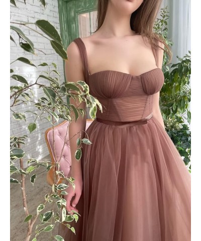 Women's Sweetheart Neck Prom Dresses Spaghetti Strap Tulle Short Formal Evening Party Gowns Tea-Length Mint Green $28.06 Dresses