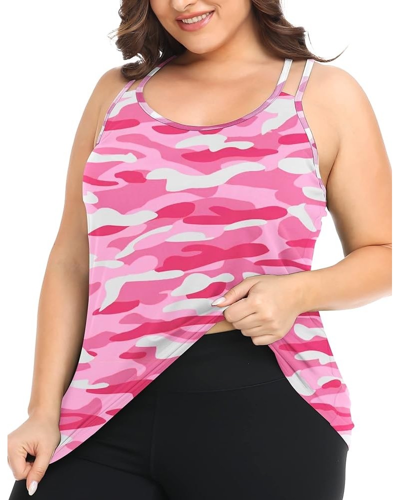 Women's Plus Size Workout Tank Tops Racerback Loose Fit Sport Athletic Tops Yoga Running Summer Shirts Dd_pink Camo $12.99 Ac...