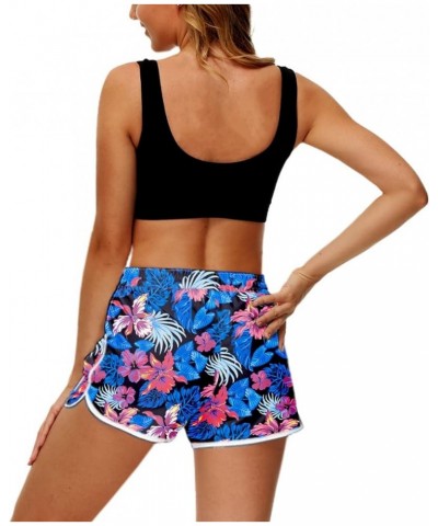 Women Summer Board Shorts Hawaiian Tropical Print Beach Swim Shorts with Pockets Purple Floral $9.02 Swimsuits