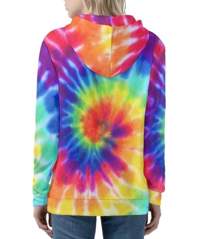 Women Zip Up Hoodies Casual Oversized Long Sleeve Jacket Loose Drawstring Sweatshirt with Pockets Rainbow Tie Dye $16.37 Hood...