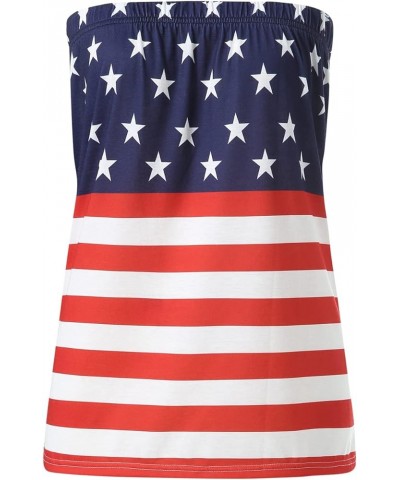 Women Strapless Tube Tops Tunic Shirts Wrapped Chest Stretchy Blouse Top Summer Clothes American Flag $8.26 Tops