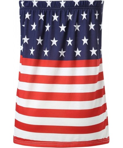 Women Strapless Tube Tops Tunic Shirts Wrapped Chest Stretchy Blouse Top Summer Clothes American Flag $8.26 Tops