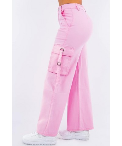 Women's Trendy Wide Bottom Twill Cargo Pants with Spandex Pink Rjh20697 $20.64 Others