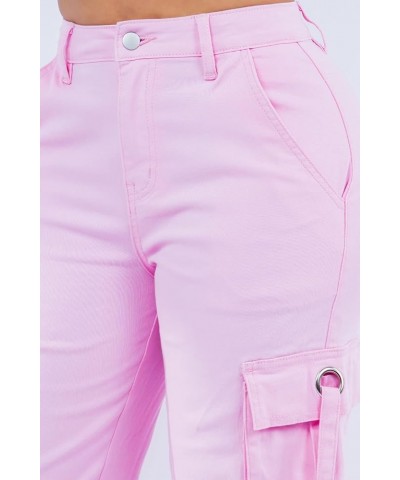 Women's Trendy Wide Bottom Twill Cargo Pants with Spandex Pink Rjh20697 $20.64 Others