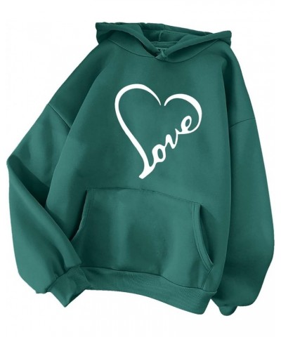 Women Oversized Hoodies 2023 Cute Heart Print Graphic Sweatshirts Kangaroo Pocket Long Sleeve Casual Fall Clothes 2 Green $8....