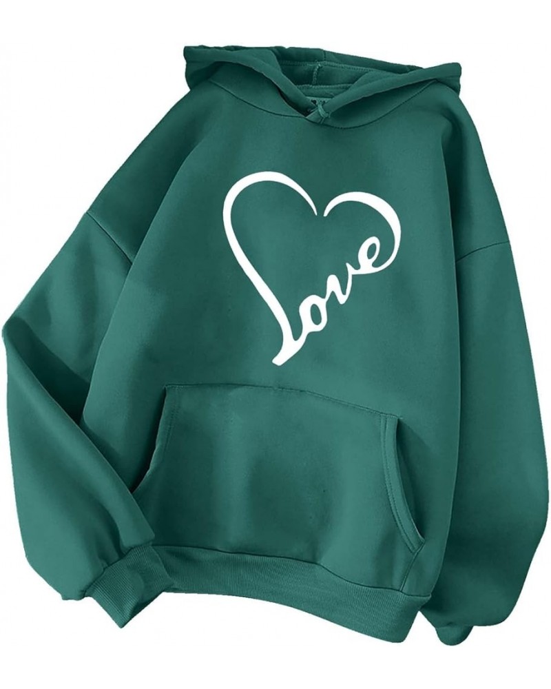 Women Oversized Hoodies 2023 Cute Heart Print Graphic Sweatshirts Kangaroo Pocket Long Sleeve Casual Fall Clothes 2 Green $8....