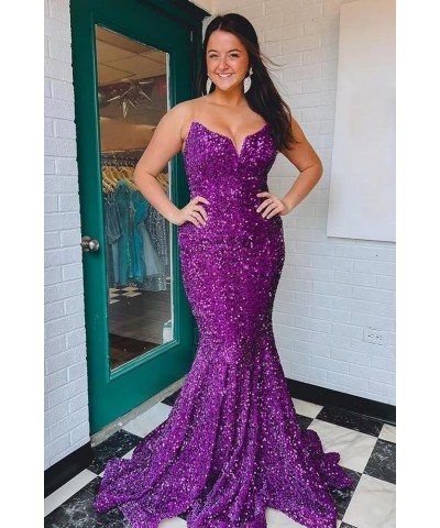 Mermaid Sequin Prom Dresses for Women Sexy Tight V Neck Evening Dress Sparkly Formal Party Gowns Rose Gold $34.79 Dresses